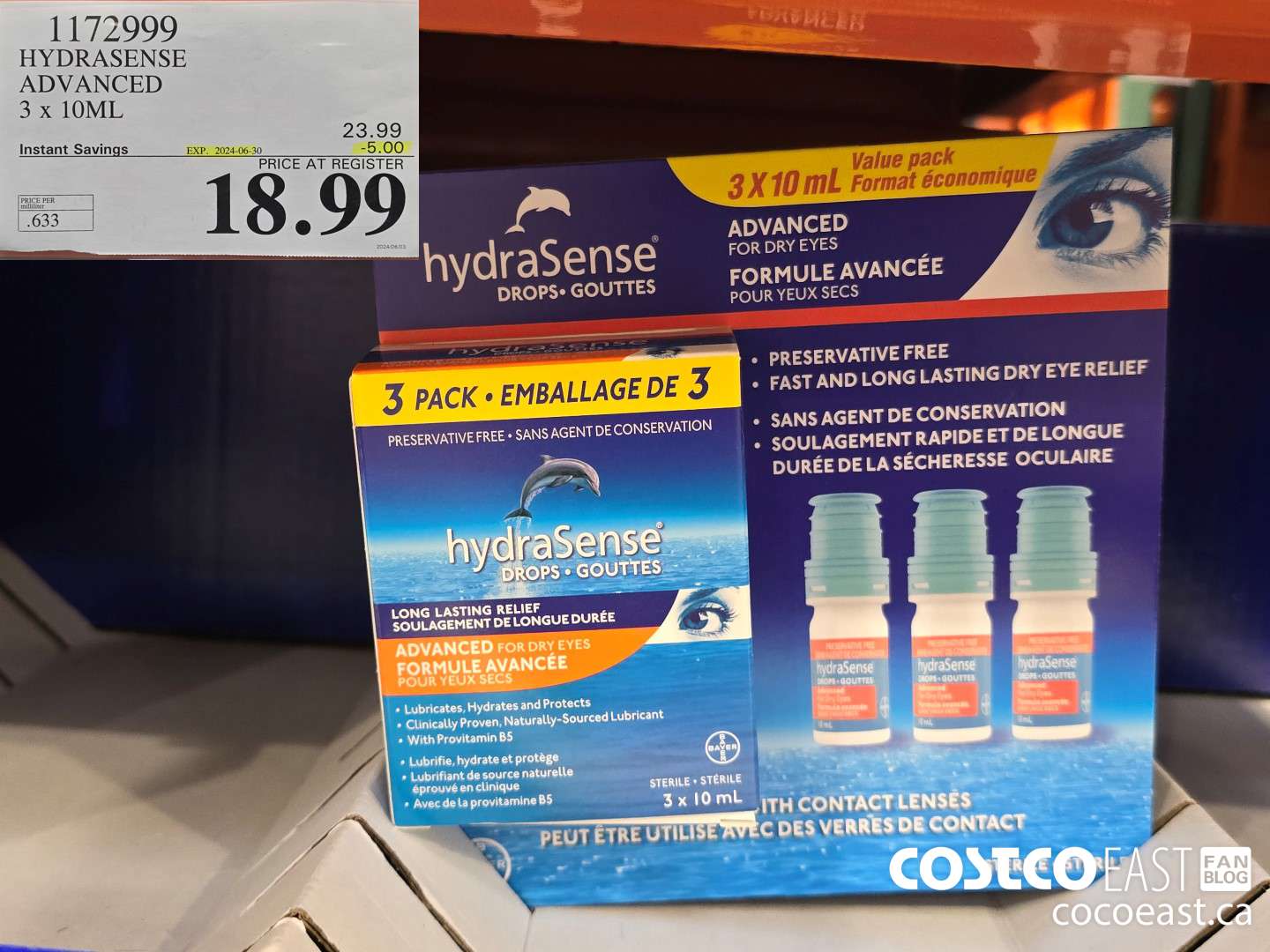 1172999 HYDRASENSE ADVANCED 3 x 10ML ($5.00 INSTANT SAVINGS EXPIRES ON 2024-06-30) $18.99