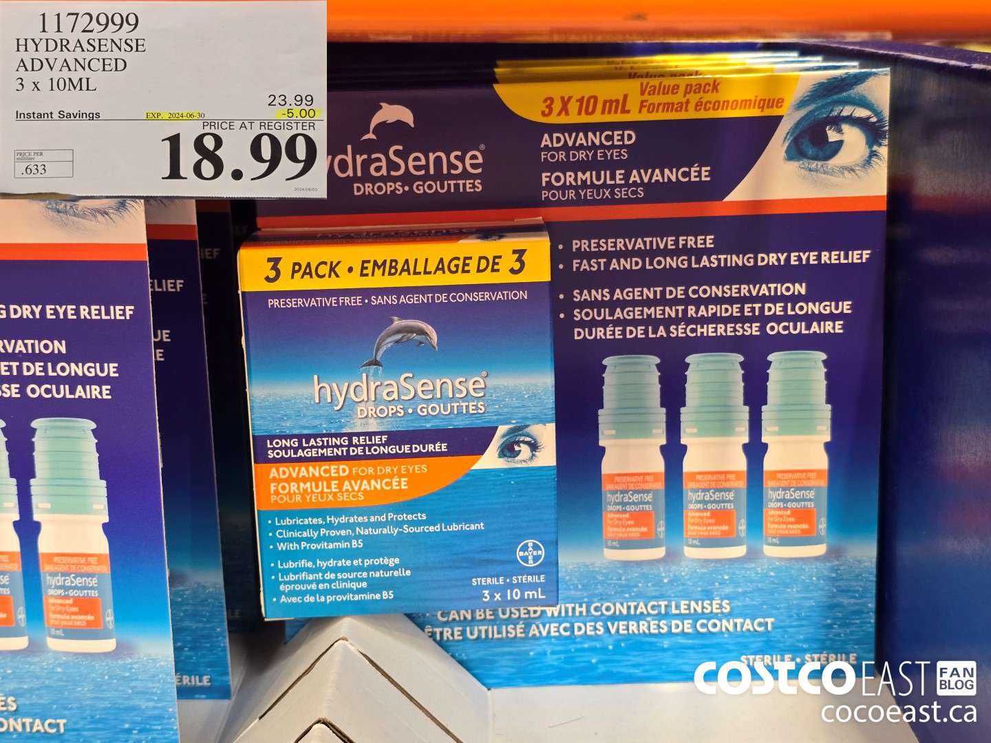 1172999 HYDRASENSE ADVANCED 3 x 10ML ($5.00 INSTANT SAVINGS EXPIRES ON 2024-06-30) $18.99