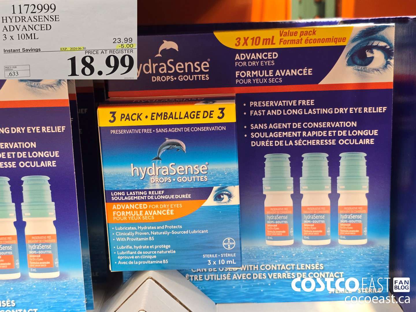 1172999 HYDRASENSE ADVANCED 3 x 10ML ($5.00 INSTANT SAVINGS EXPIRES ON 2024-06-30) $18.99