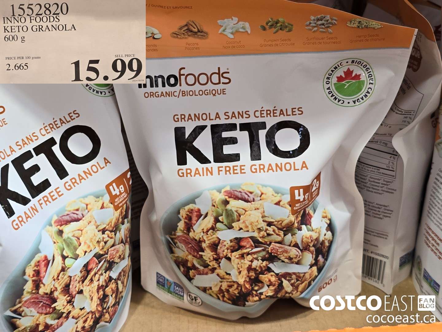 1552820 INNO FOODS KETO GRANOLA 600 G $15.99