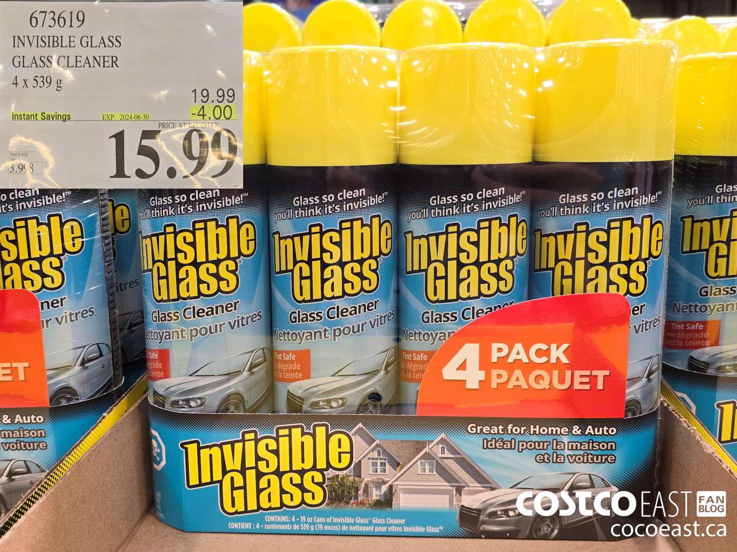 673619 INVISIBLE GLASS GLASS CLEANER 4 X 539g ($4.00 INSTANT SAVINGS EXPIRES ON 2024-06-30) $15.99