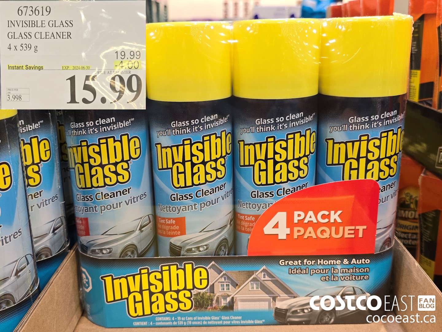 673619 INVISIBLE GLASS GLASS CLEANER 4 X 539g ($4.00 INSTANT SAVINGS EXPIRES ON 2024-06-30) $15.99