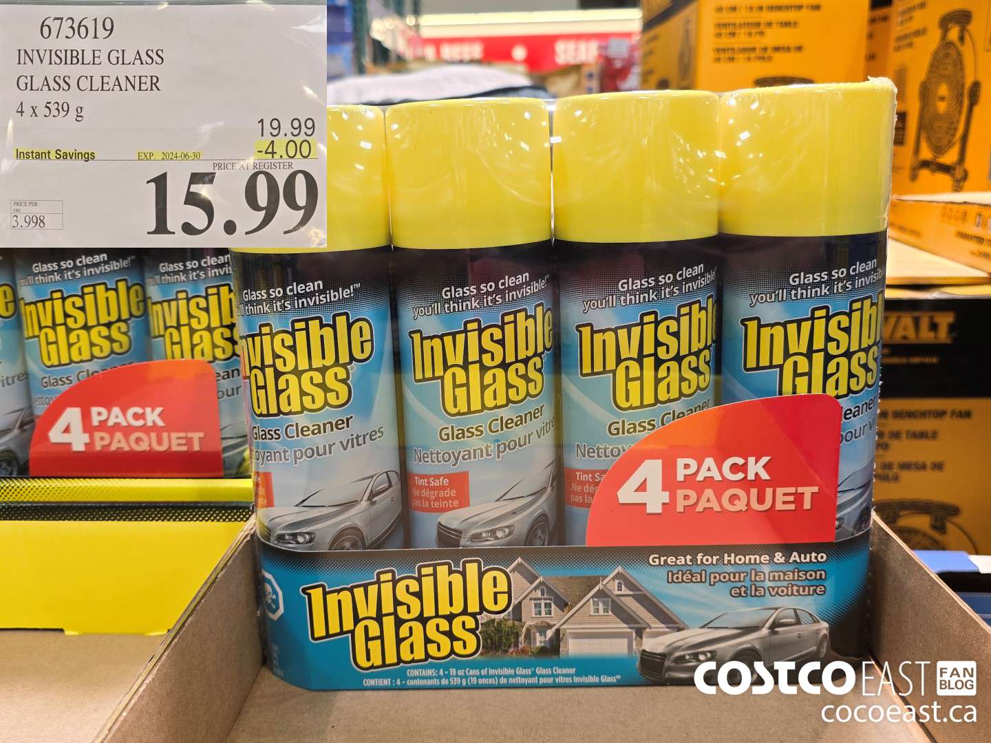 673619 INVISIBLE GLASS GLASS CLEANER 4 X 539g ($4.00 INSTANT SAVINGS EXPIRES ON 2024-06-30) $15.99