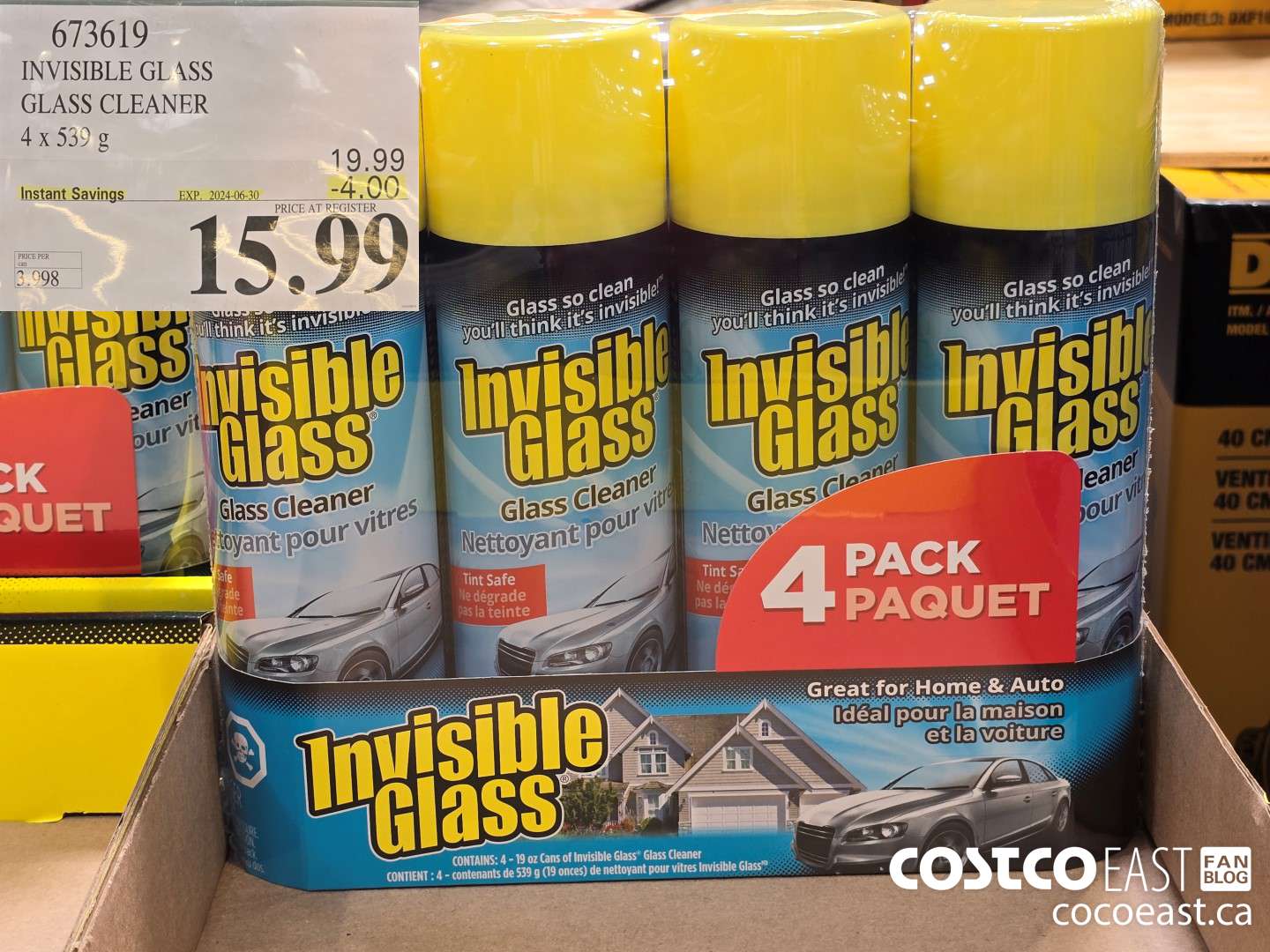 673619 INVISIBLE GLASS GLASS CLEANER 4 X 539g ($4.00 INSTANT SAVINGS EXPIRES ON 2024-06-30) $15.99