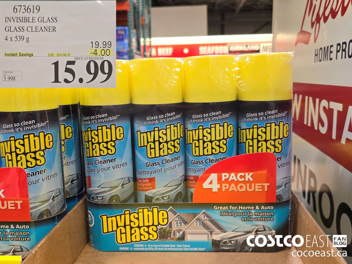 673619 INVISIBLE GLASS GLASS CLEANER 4 X 539g ($4.00 INSTANT SAVINGS EXPIRES ON 2024-06-30) $15.99