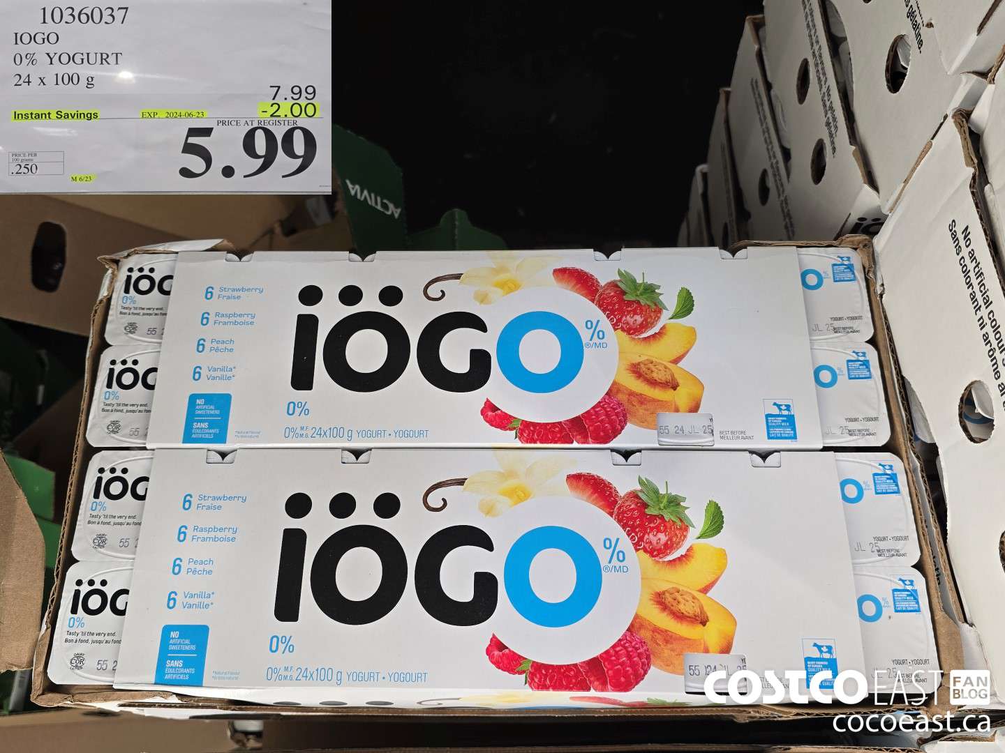 1036037 IOGO 0% YOGURT 24 x 100 g ($2.00 INSTANT SAVINGS EXPIRES ON 2024-06-23) $5.99