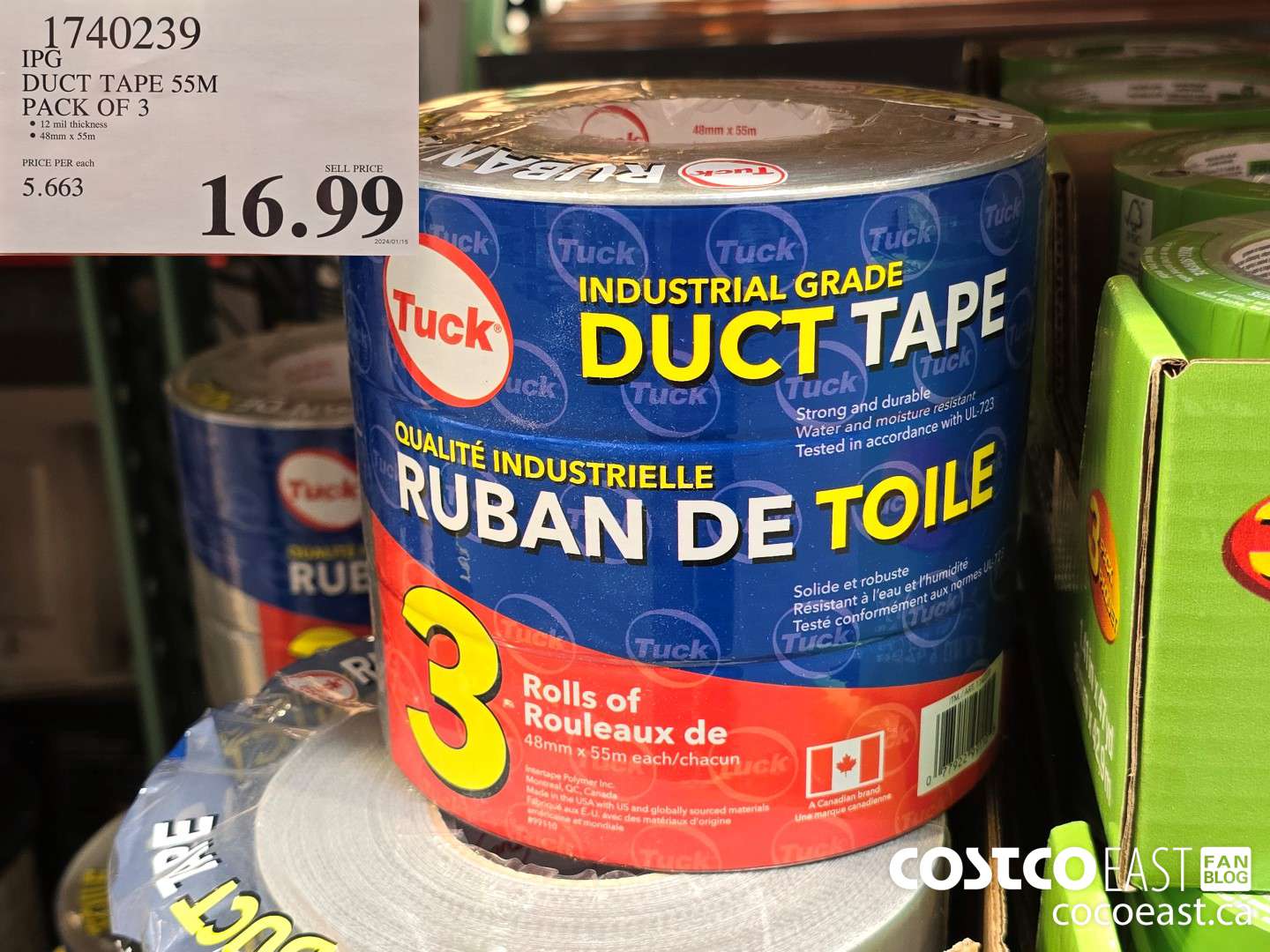 1740239 IPG DUCT TAPE 55M PACK OF 3 $16.99