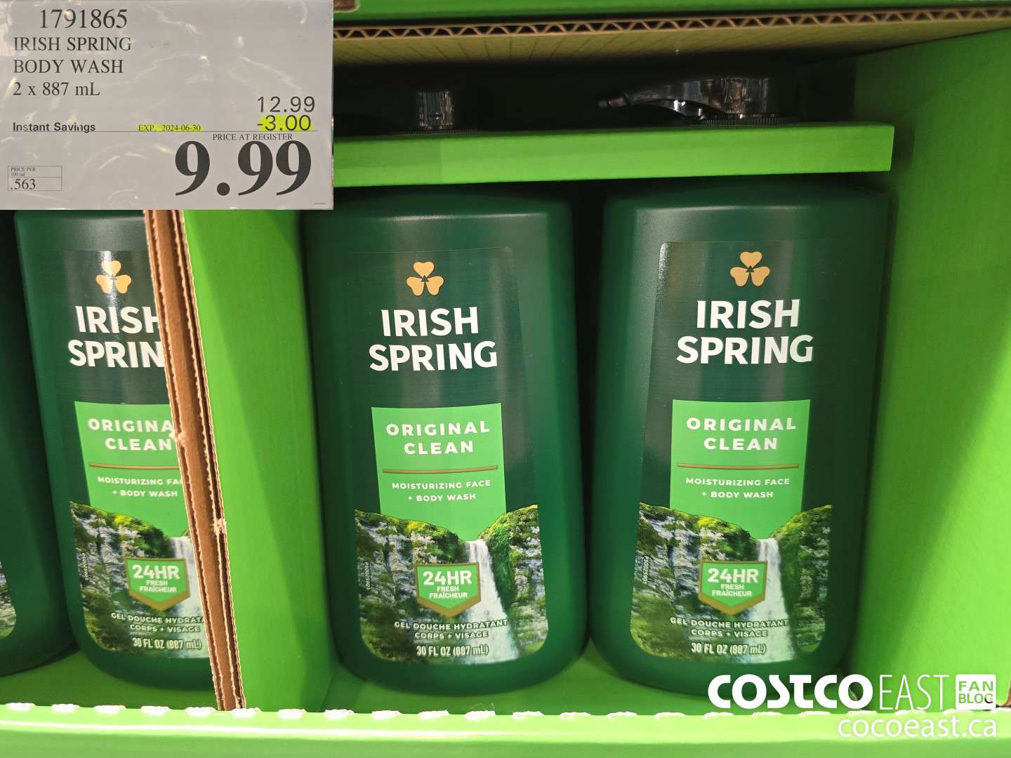 1791865 IRISH SPRING BODY WASH 2 x 887 mL ($3.00 INSTANT SAVINGS EXPIRES ON 2024-06-30) $9.99