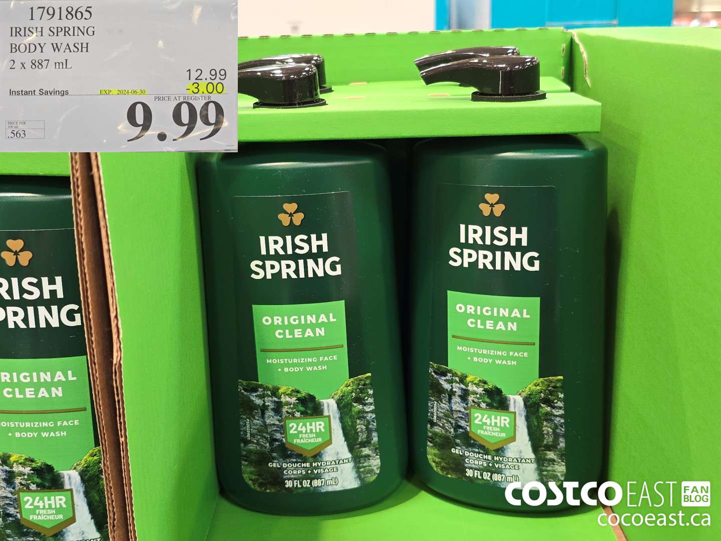 1791865 IRISH SPRING BODY WASH 2 x 887 mL ($3.00 INSTANT SAVINGS EXPIRES ON 2024-06-30) $9.99
