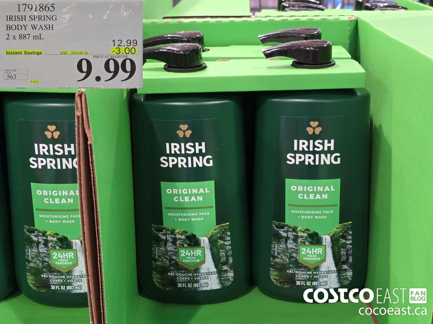 1791865 IRISH SPRING BODY WASH 2 x 887 mL ($3.00 INSTANT SAVINGS EXPIRES ON 2024-06-30) $9.99