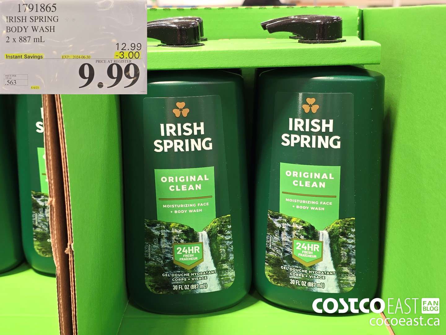 1791865 IRISH SPRING BODY WASH 2 x 887 mL ($3.00 INSTANT SAVINGS EXPIRES ON 2024-06-30) $9.99