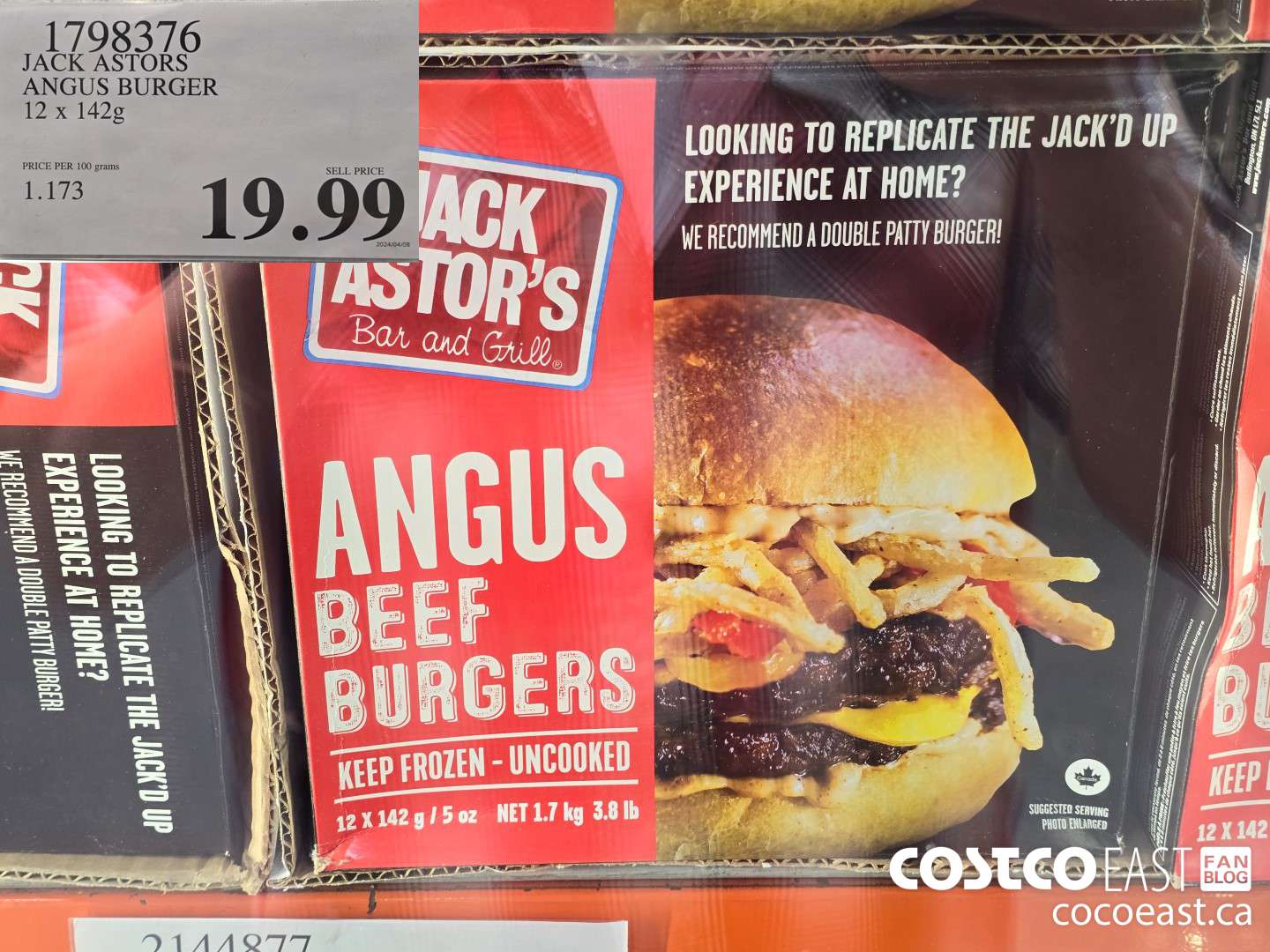 1798376 JACK ASTORS ANGUS BURGER 12 x 142 G $19.99