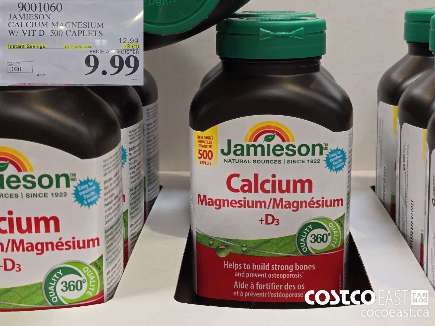 9001060 JAMIESON CALCIUM MAGNESIUM W/ VIT D 500 CAPLETS ($3.00 INSTANT SAVINGS EXPIRES ON 2024-06-30) $9.99