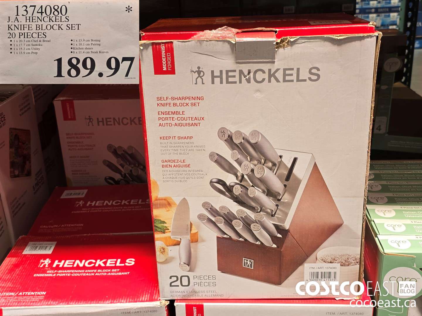 1374080 J.A. HENCKELS KNIFE BLOCK SET 20 PIECES $189.97
