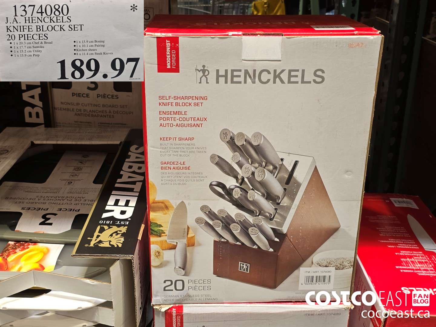1374080 J.A. HENCKELS KNIFE BLOCK SET 20 PIECES $189.97