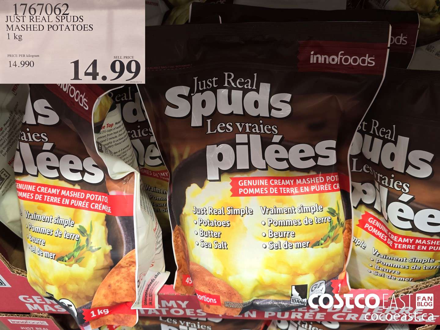 1767062 JUST REAL SPUDS MASHED POTATOES 1 kg $14.99