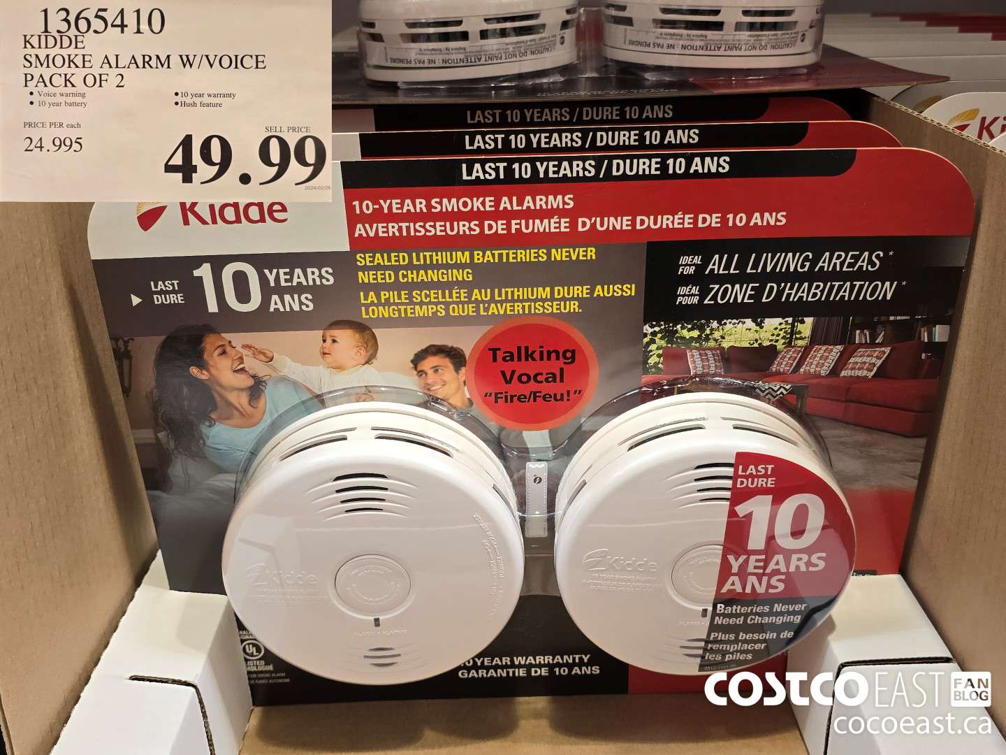 1365410 KIDDE SMOKE ALARM W/VOICE PACK OF 2 $49.99