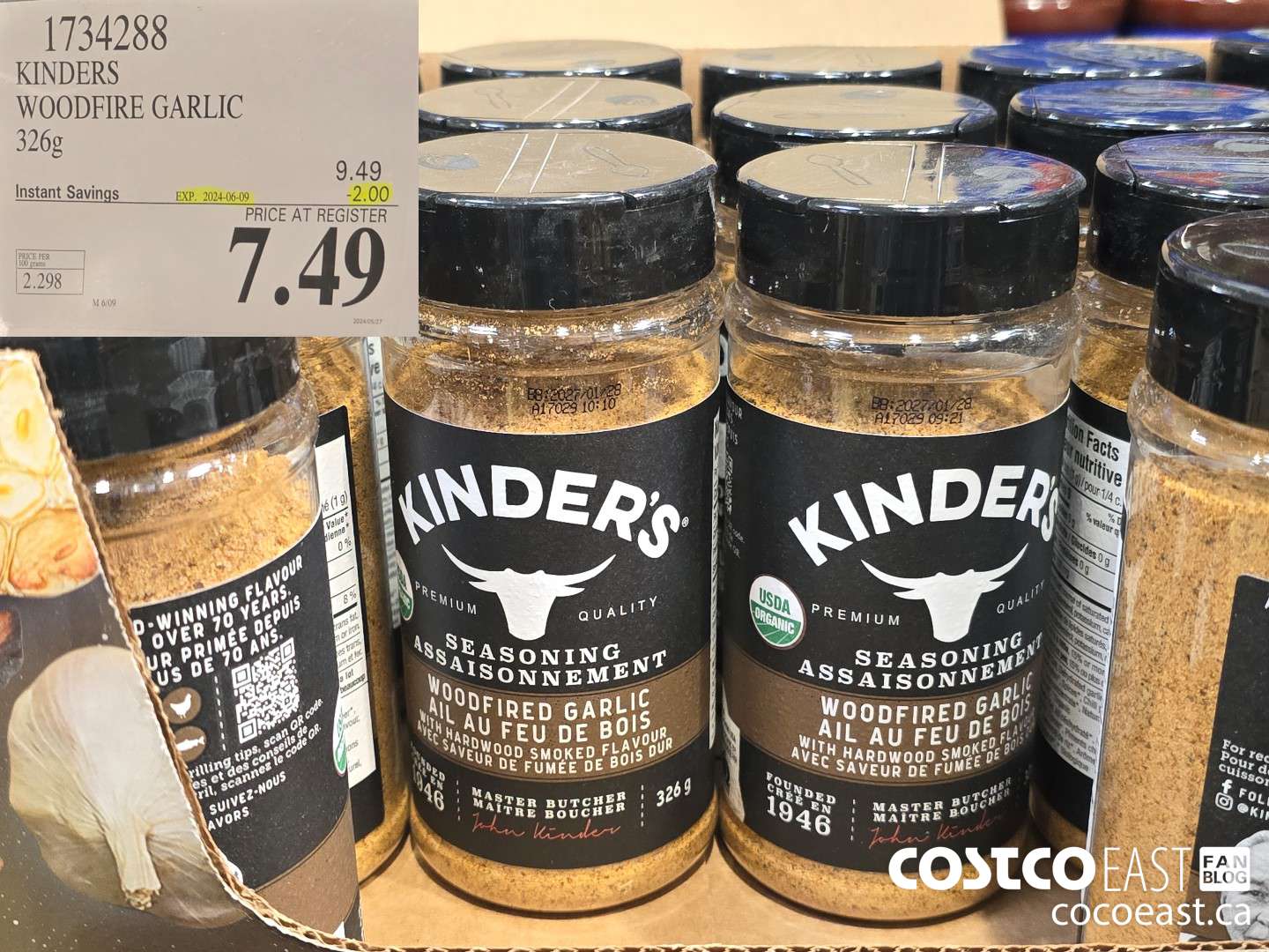 1734288 KINDERS WOODFIRE GARLIC 326G ($2.00 INSTANT SAVINGS EXPIRES ON 2024-06-09) $7.49