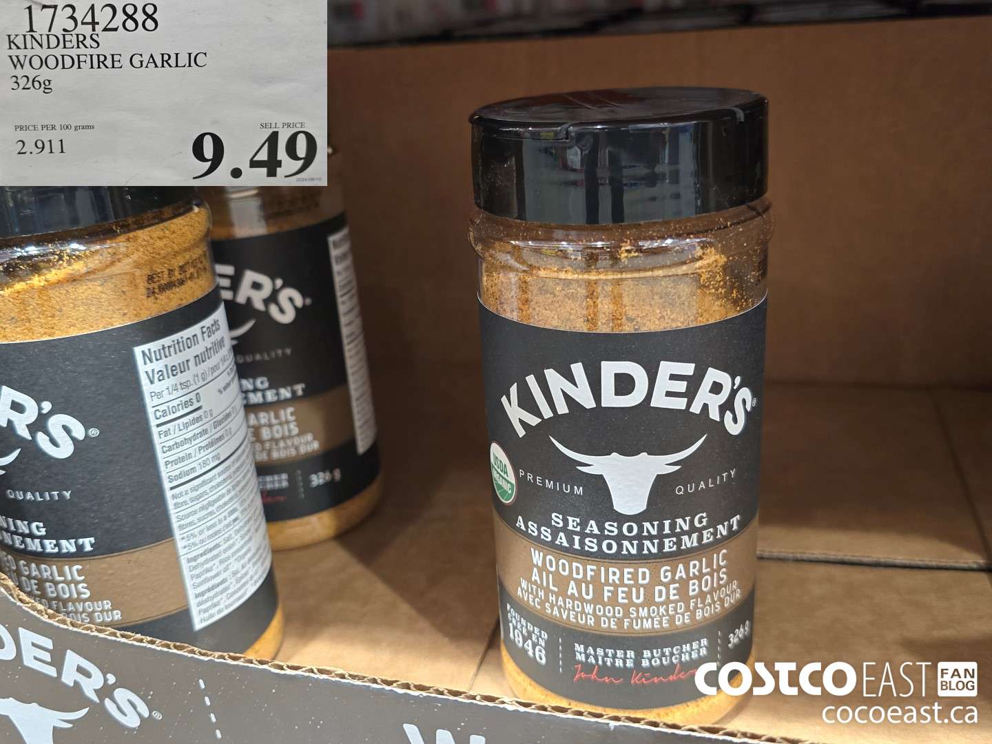 1734288 KINDERS WOODFIRE GARLIC 326G $9.49