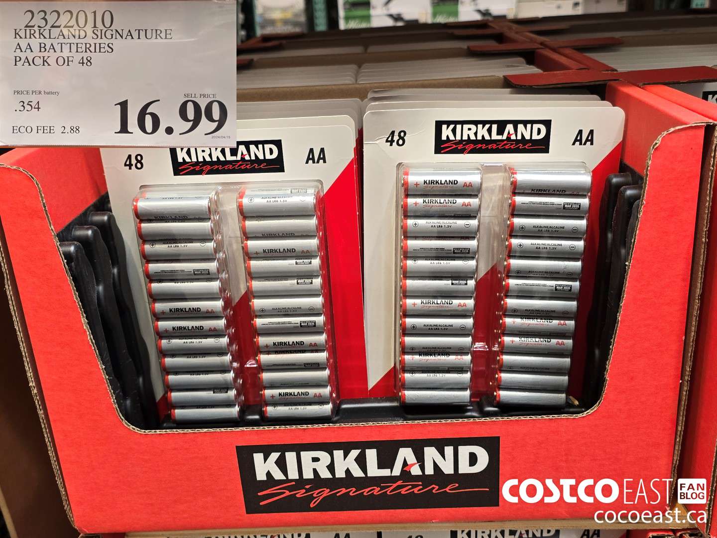2322010 KIRKLAND SIGNATURE AA BATTERIES PACK OF 48 $16.99