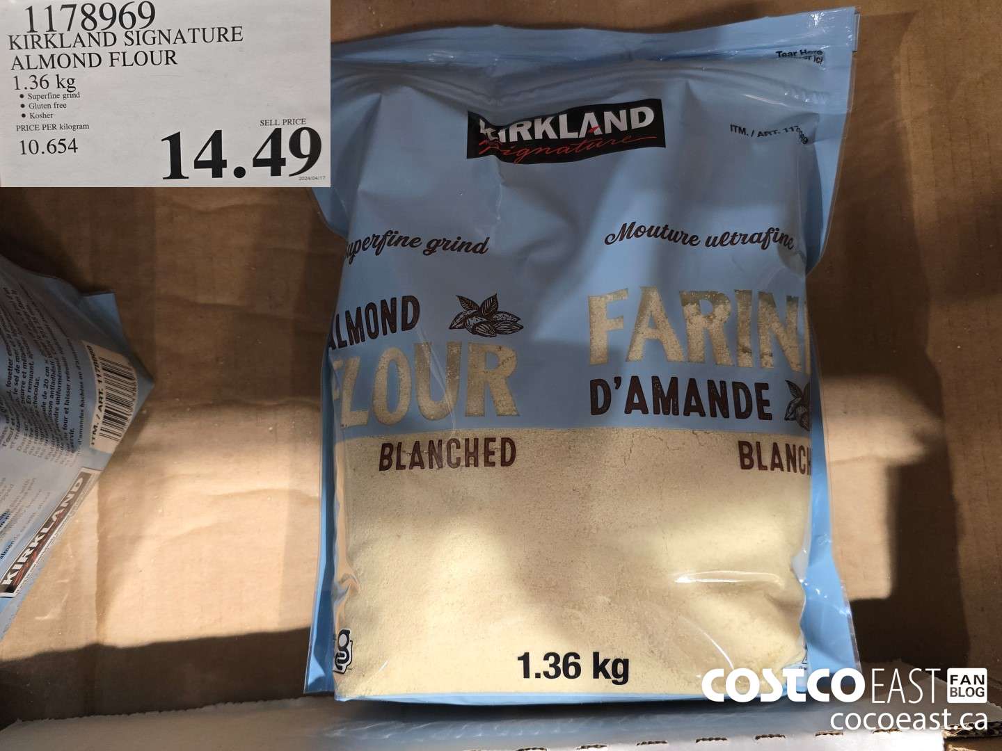 1178969 KIRKLAND SIGNATURE ALMOND FLOUR 1.36 kg $14.49