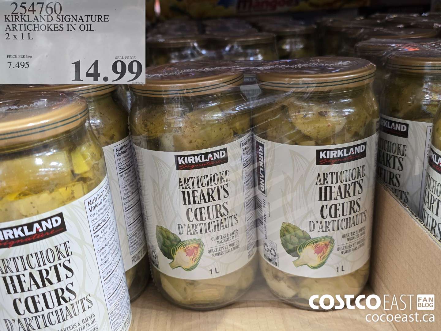 254760 KIRKLAND SIGNATURE ARTICHOKES IN OIL 2 x 1 L $14.99