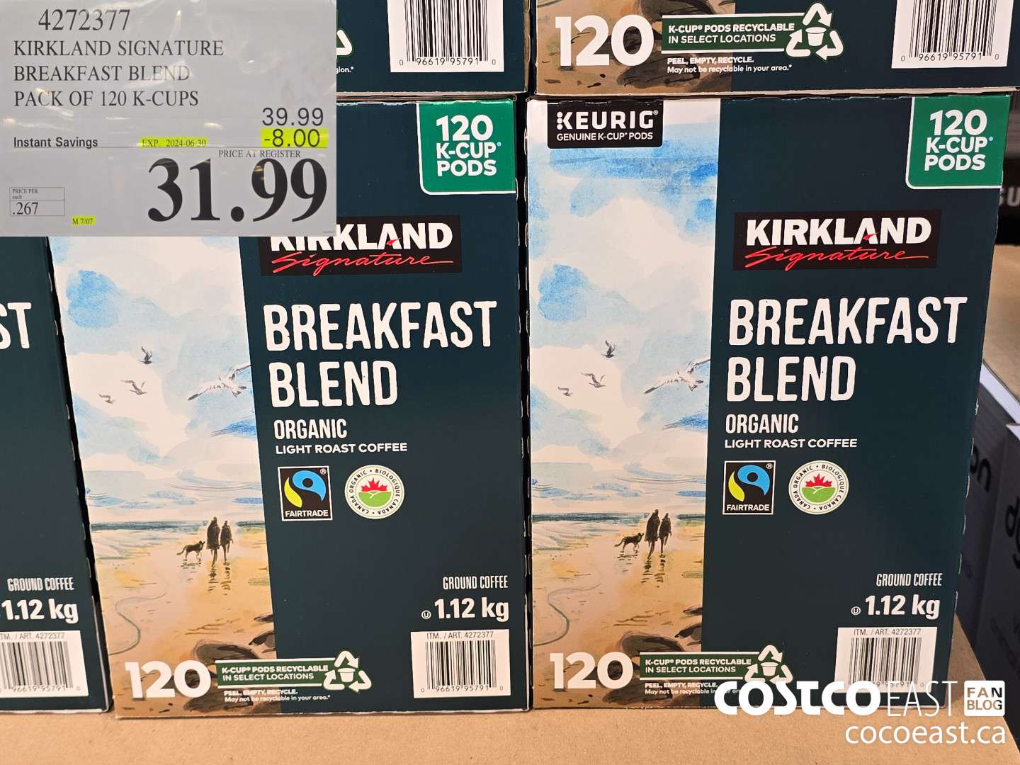 4272377 KIRKLAND SIGNATURE BREAKFAST BLEND PACK OF 120 K-CUPS ($8.00 INSTANT SAVINGS EXPIRES ON 2024-06-30) $31.99