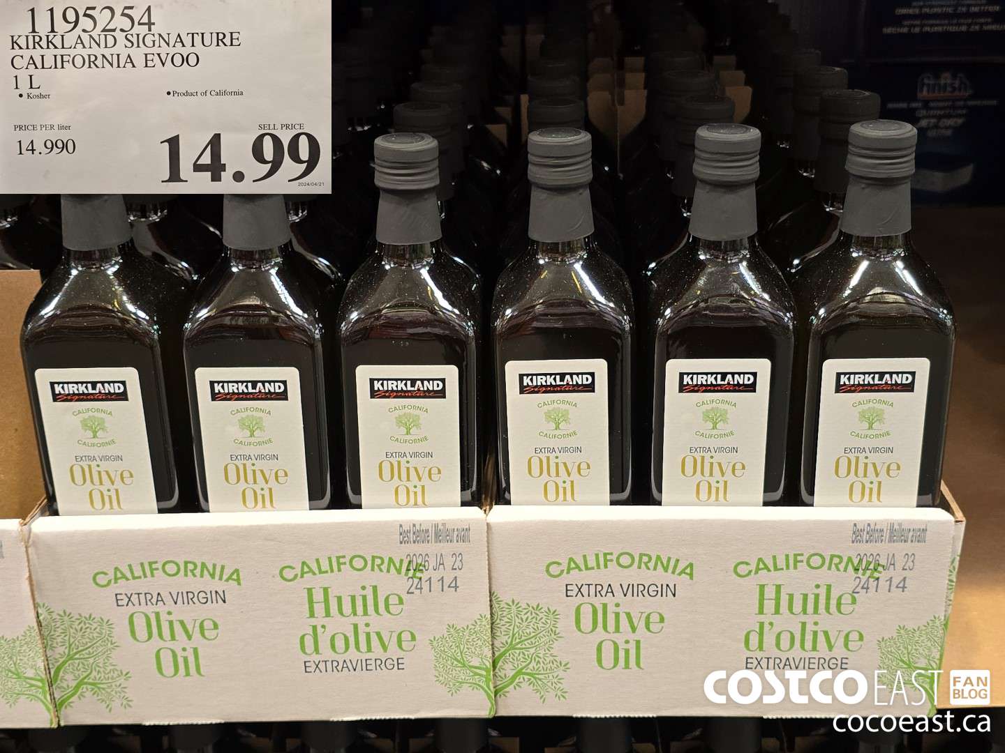 1195254 KIRKLAND SIGNATURE CALIFORNIA EVOO 1 L $14.99