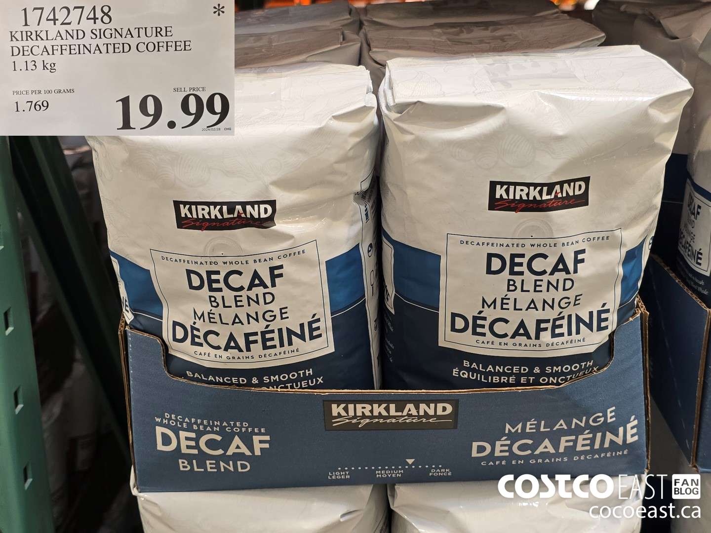 1742748 KIRKLAND SIGNATURE DECAFFEINATED COFFEE 1.13 kg $19.99