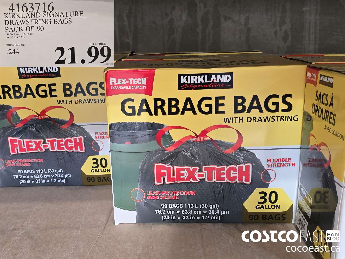 4163716 KIRKLAND SIGNATURE DRAWSTRING BAGS PACK OF 90 $21.99