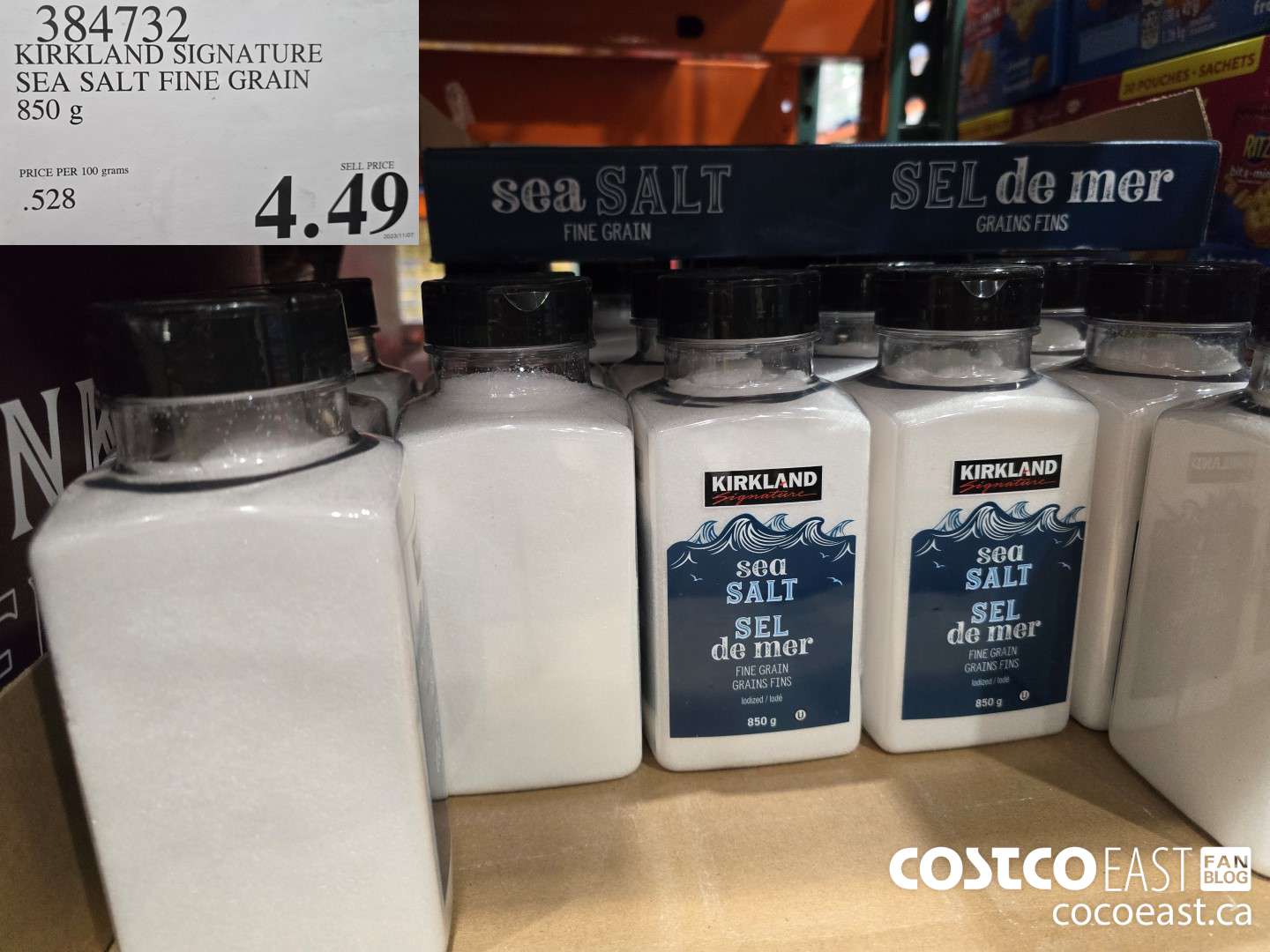 384732 KIRKLAND SIGNATURE FINE GRAIN SEA SALT 850 G $4.49