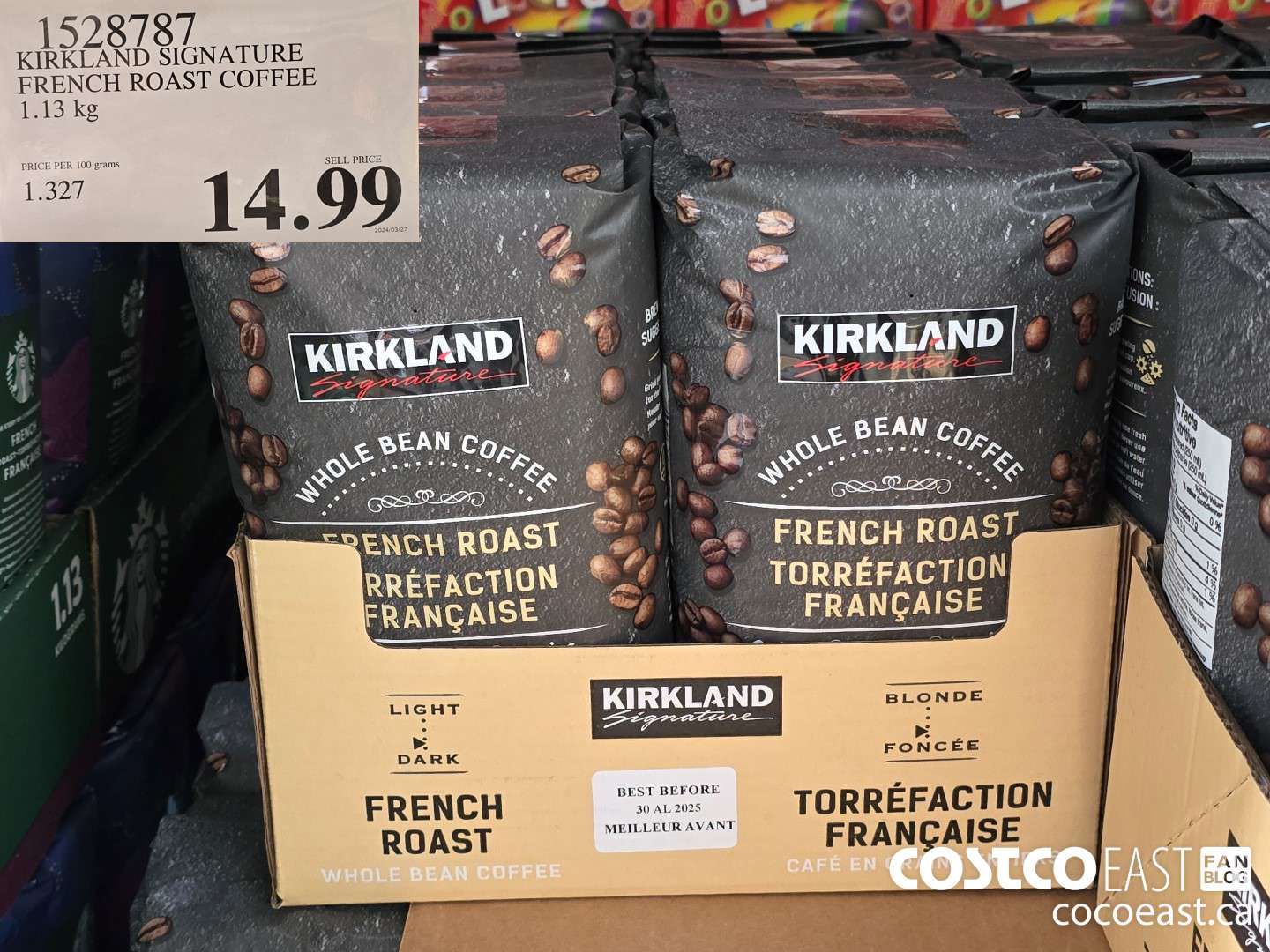 1528787 KIRKLAND SIGNATURE FRENCH ROAST COFFEE 1.13 KG $14.99