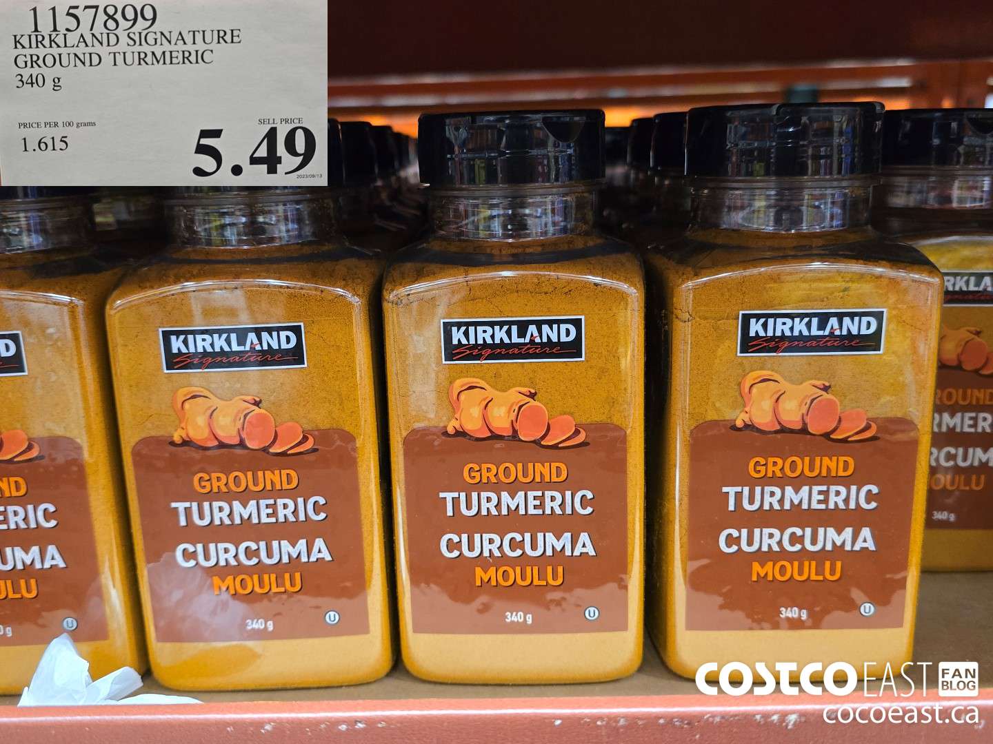 1157899 KIRKLAND SIGNATURE GROUND TURMERIC 340 G $5.49