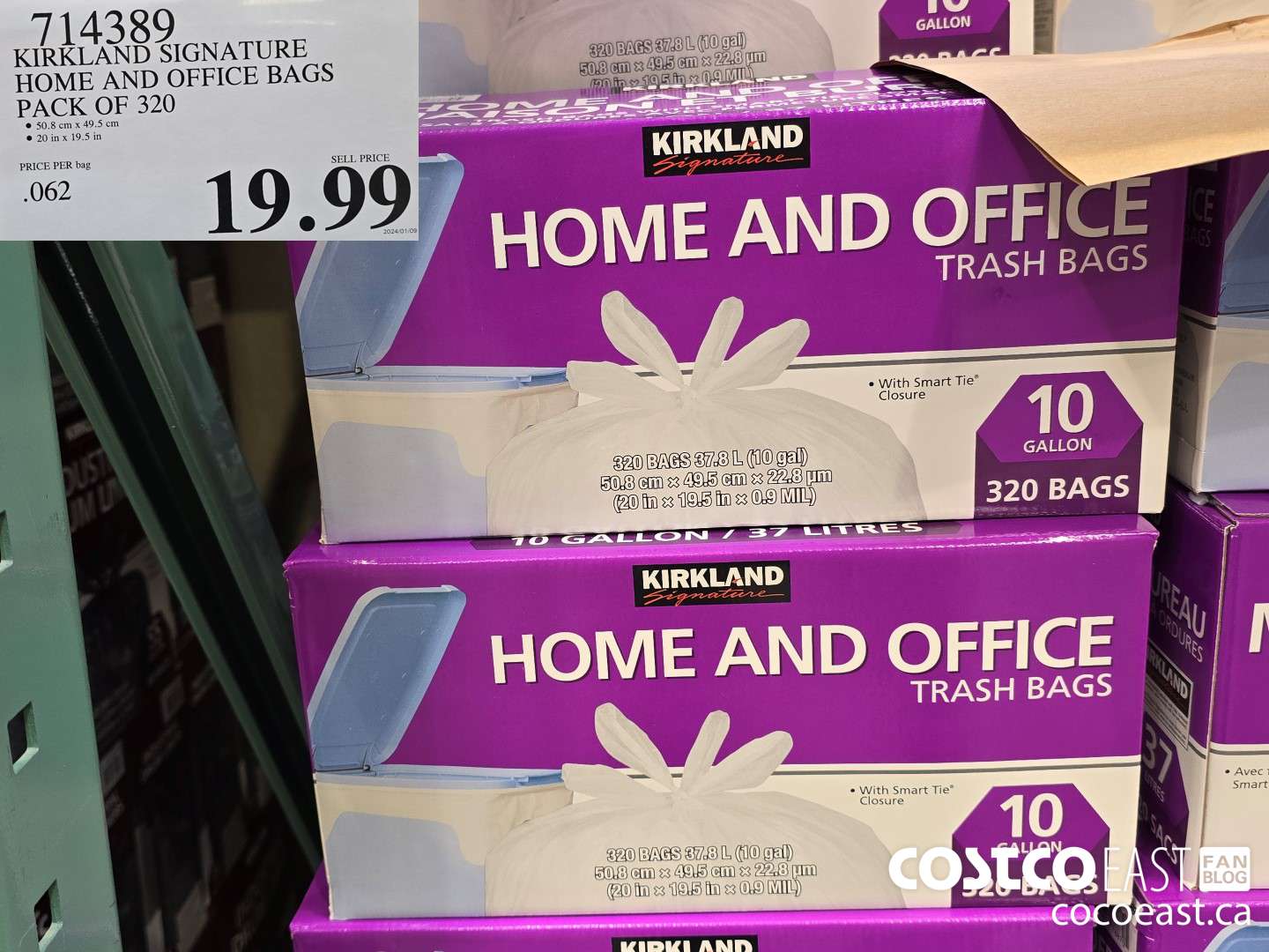 714389 KIRKLAND SIGNATURE HOME AND OFFICE BAGS PACK OF 320 $19.99