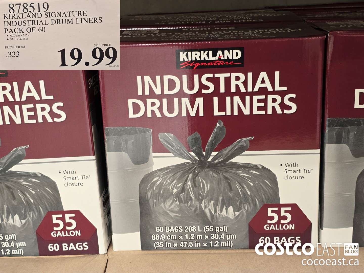 878519 KIRKLAND SIGNATURE INDUSTRIAL DRUM LINERS PACK OF 60 $19.99