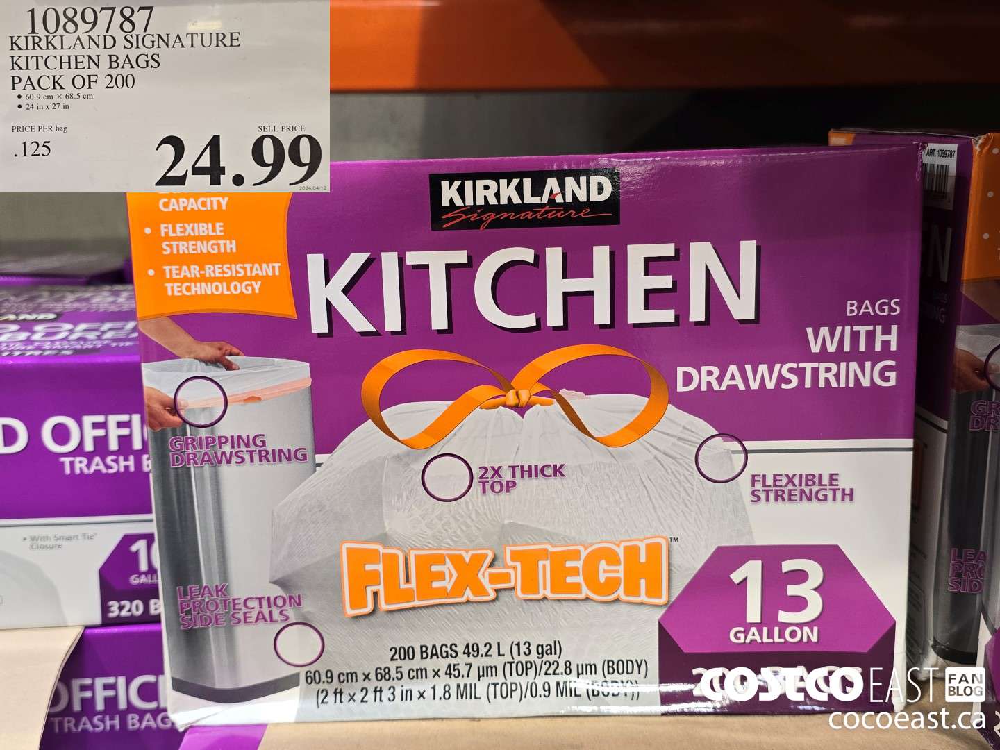 1089787 KIRKLAND SIGNATURE KITCHEN BAGS PACK OF 200 $24.99