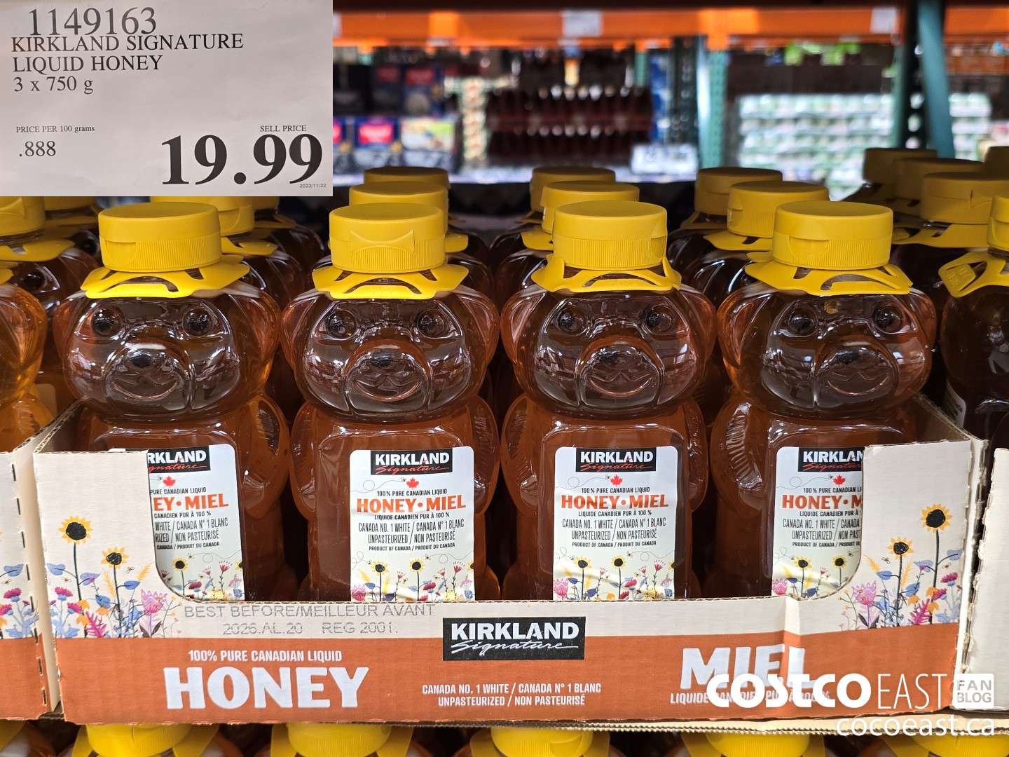 1149163 KIRKLAND SIGNATURE LIQUID HONEY 3 X 750 g $19.99