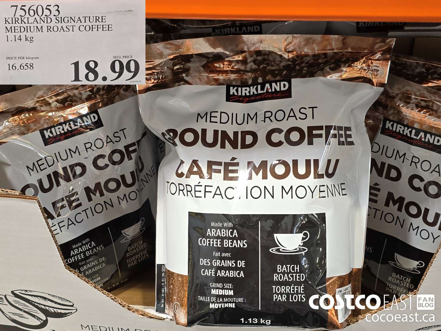 756053 KIRKLAND SIGNATURE MEDIUM ROAST COFFEE 1.14 KG $18.99