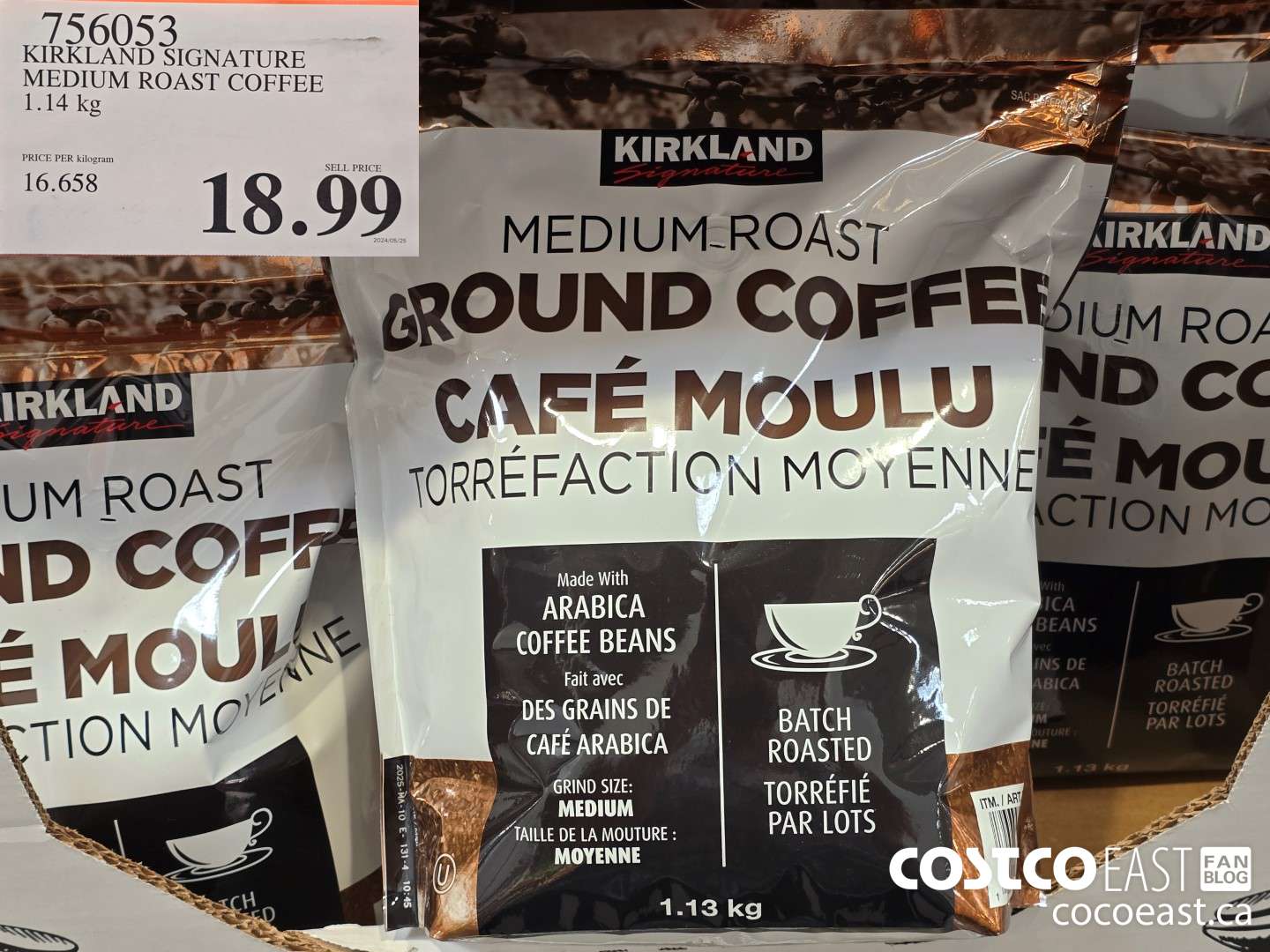 756053 KIRKLAND SIGNATURE MEDIUM ROAST COFFEE 1.14 KG $18.99