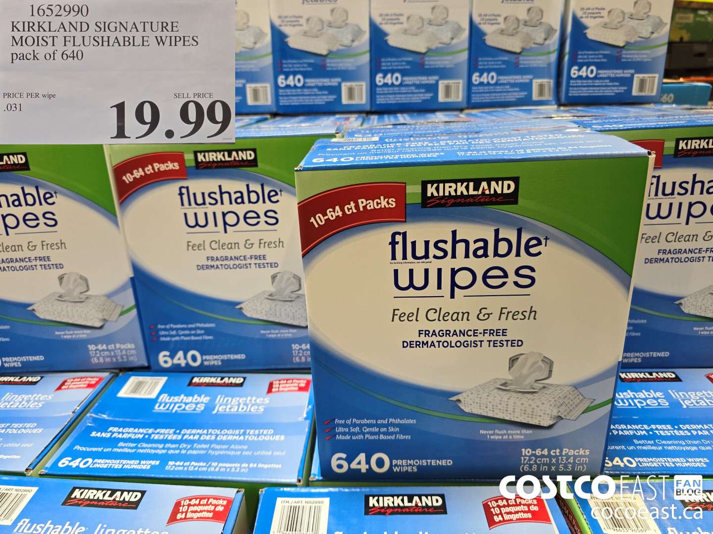 1652990 KIRKLAND SIGNATURE MOIST FLUSHABLE WIPES pack of 640 $19.99