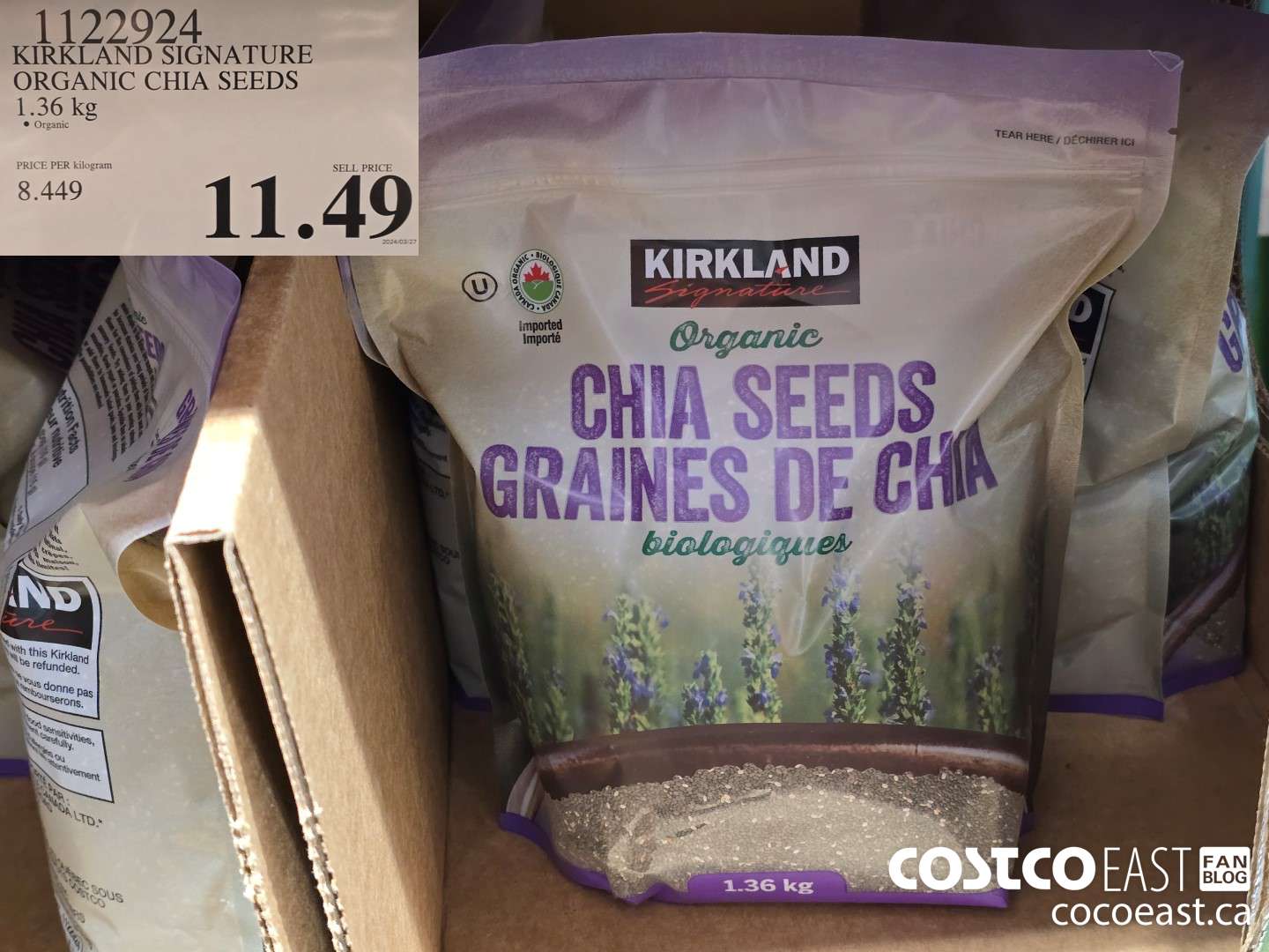 1122924 KIRKLAND SIGNATURE ORGANIC CHIA SEEDS 1.36 kg $11.49