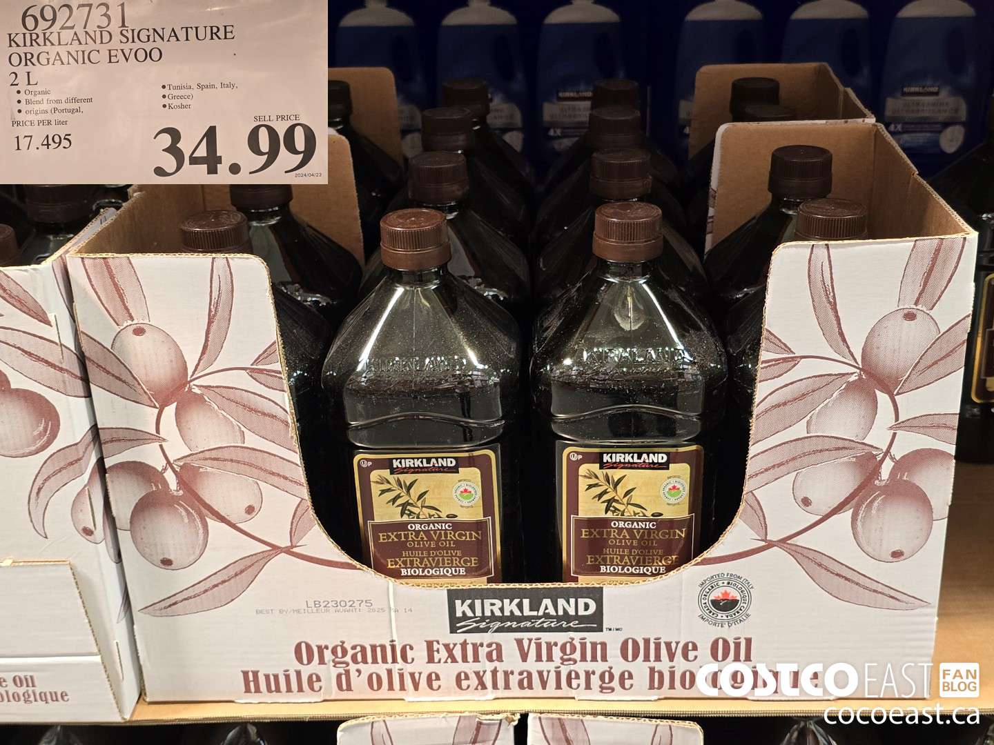 692731 KIRKLAND SIGNATURE ORGANIC EVOO 2 L $34.99