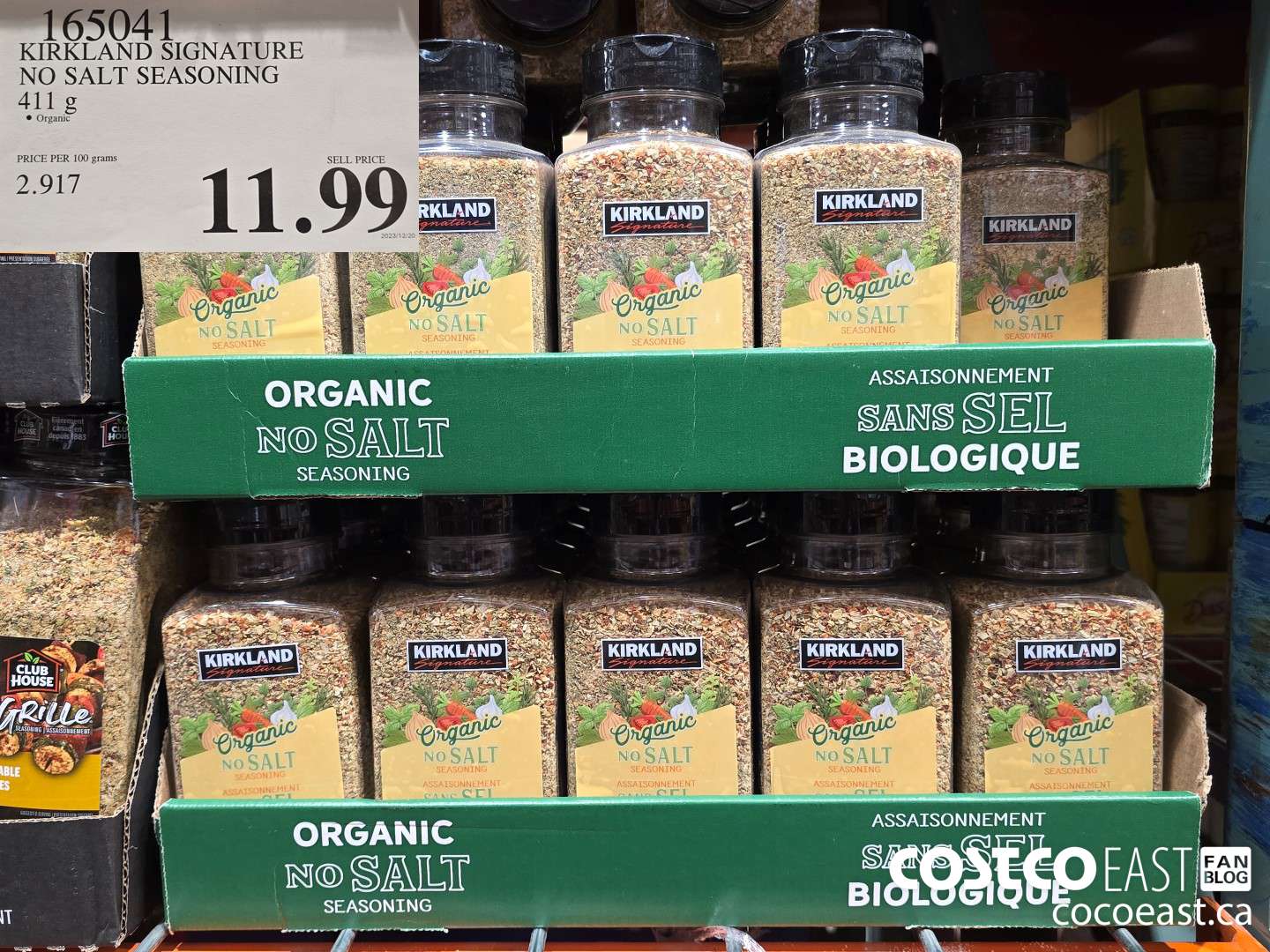 165041 KIRKLAND SIGNATURE ORGANIC NO SALT SEASONING 411 G $11.99