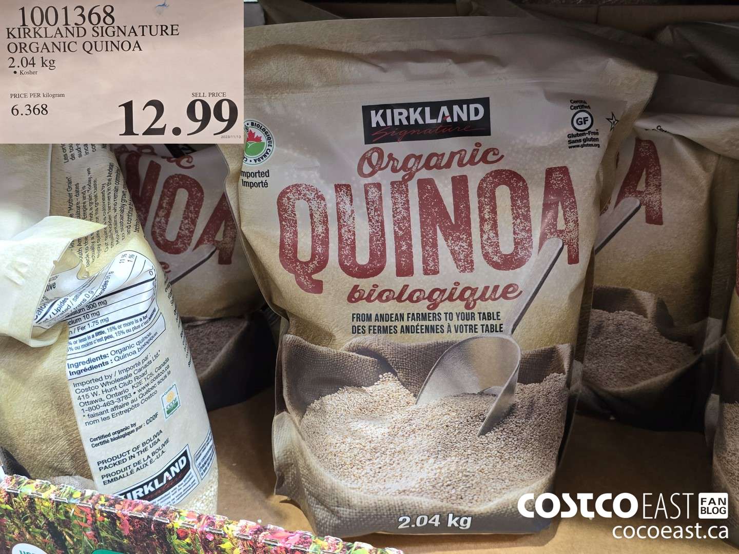 1001368 KIRKLAND SIGNATURE ORGANIC QUINOA 2.04 KG $12.99