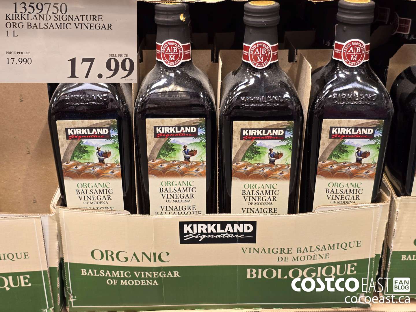 1359750 KIRKLAND SIGNATURE ORG BALSAMIC VINEGAR 1 L $17.99