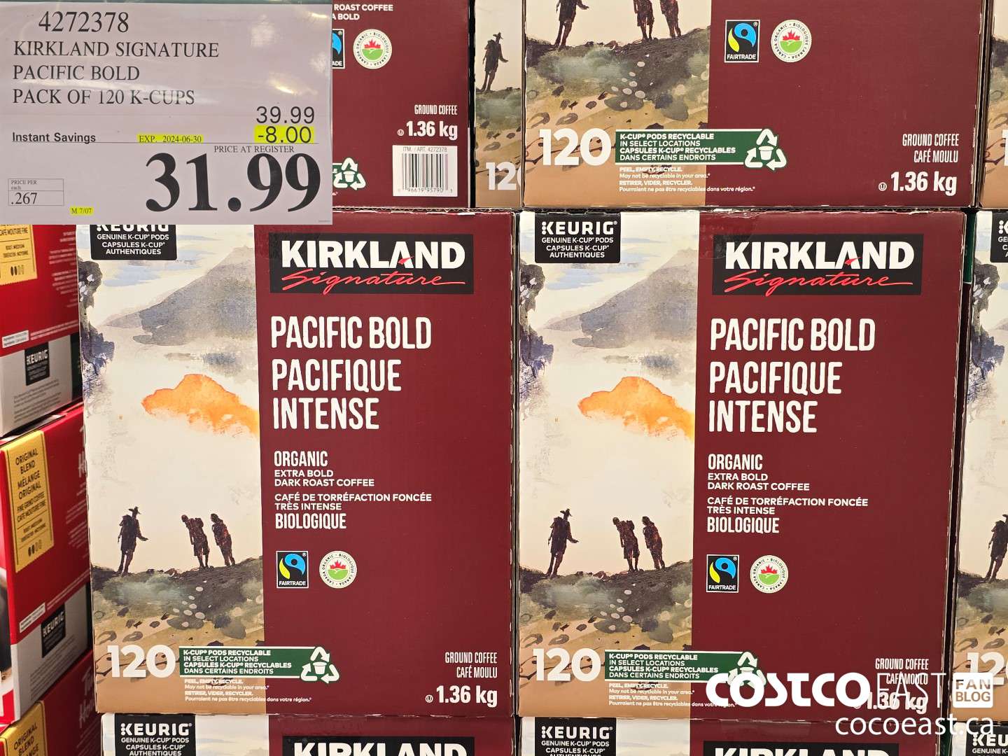4272378 KIRKLAND SIGNATURE PACIFIC BOLD PACK OF 120 K-CUPS ($8.00 INSTANT SAVINGS EXPIRES ON 2024-06-30) $31.99