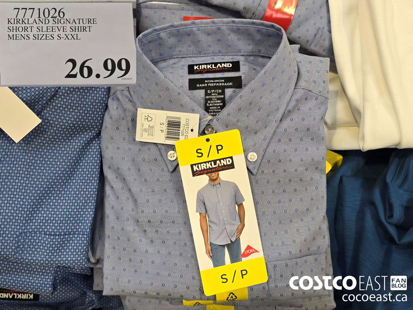 7771026 KIRKLAND SIGNATURE SHORT SLEEVE SHIRT MENS SIZES S-XXL $26.99