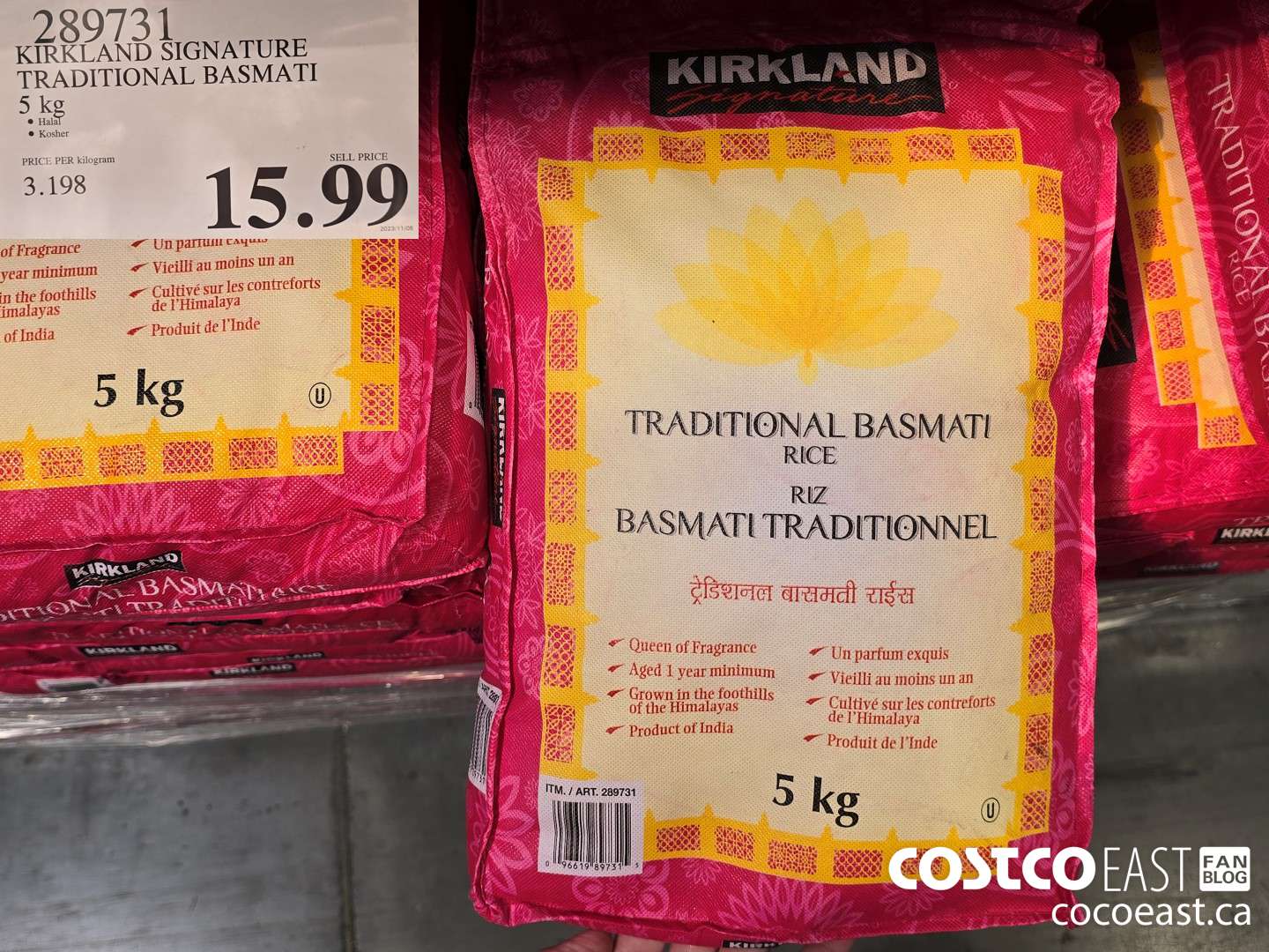 289731 KIRKLAND SIGNATURE TRADITIONAL BASMATI 5 kg $15.99