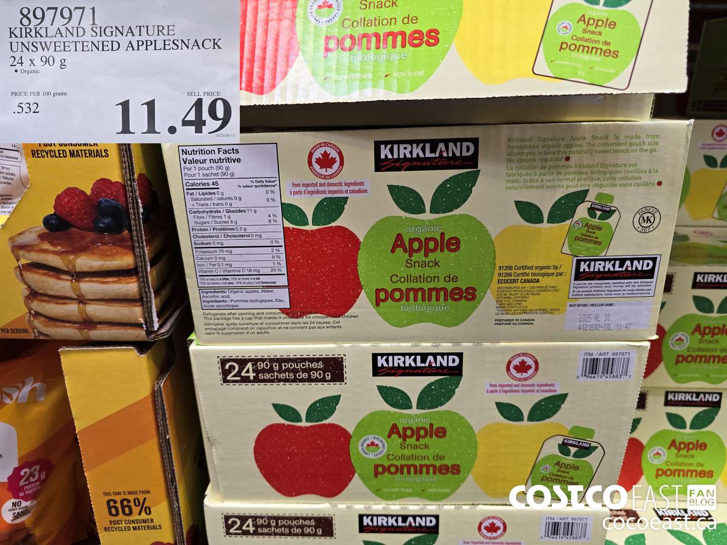 897971 KIRKLAND SIGNATURE UNSWEETENED APPLESNACK 24 X 90 G $11.49