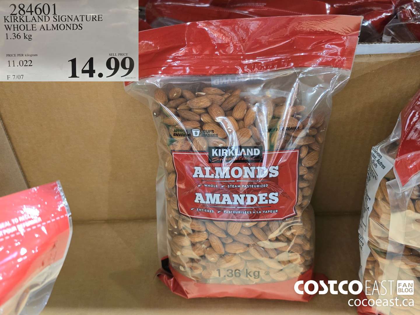 284601 KIRKLAND SIGNATURE WHILE ALMONDS 1.36 KG $14.99